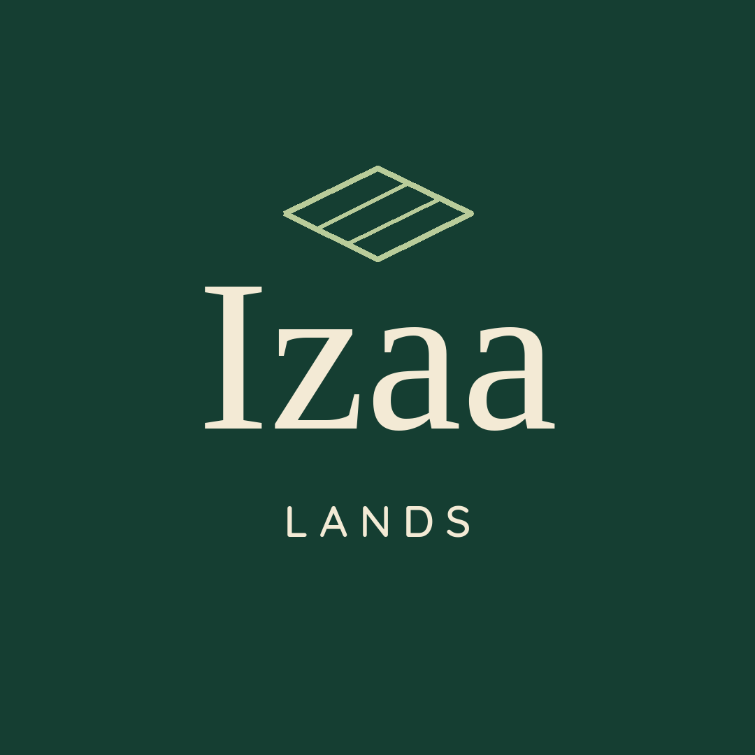 Izaa Lands green and cream logo